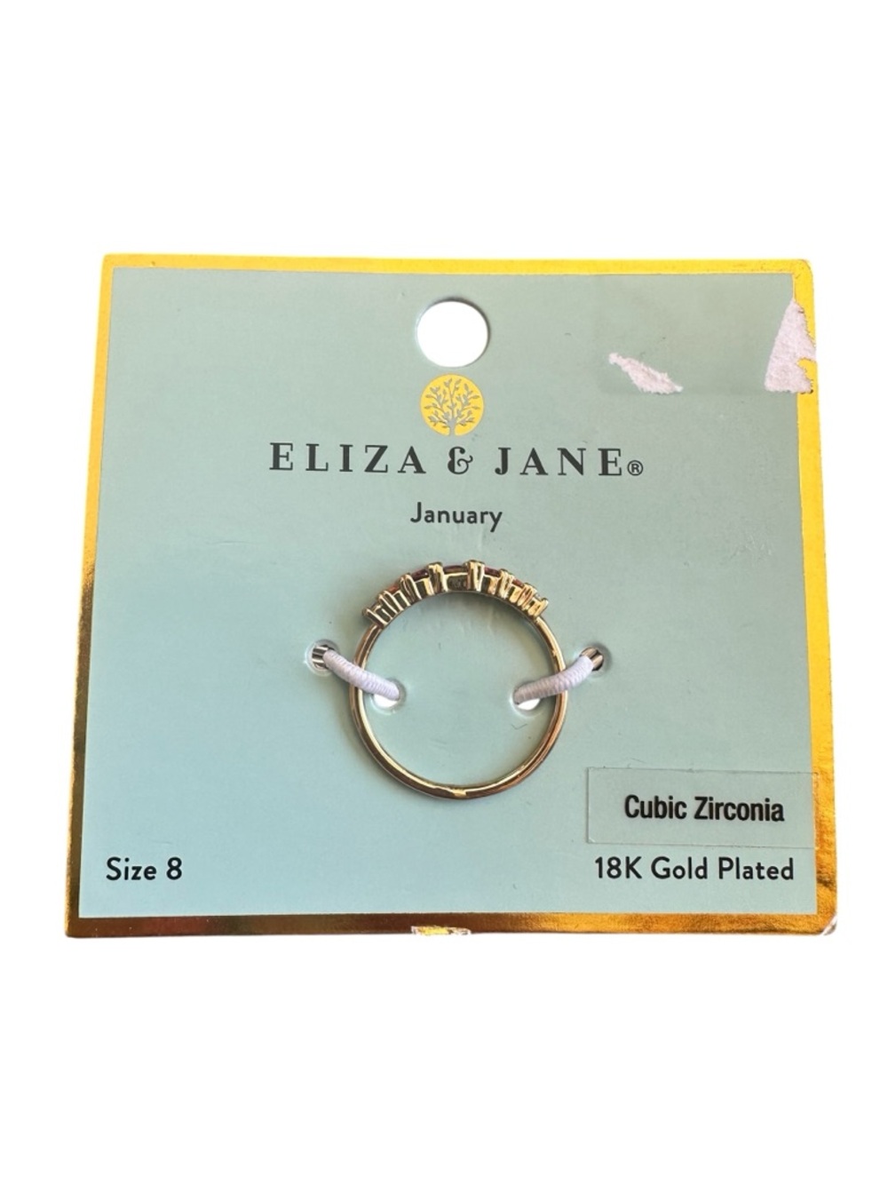 Eliza & Jane 18K Gold Plated Garnet Minimalist Ring - Picture 1 of 4